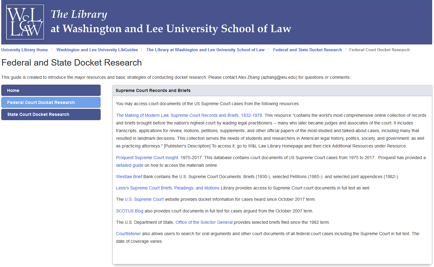 New Online Guide for Docket and Court Records Research The Library at